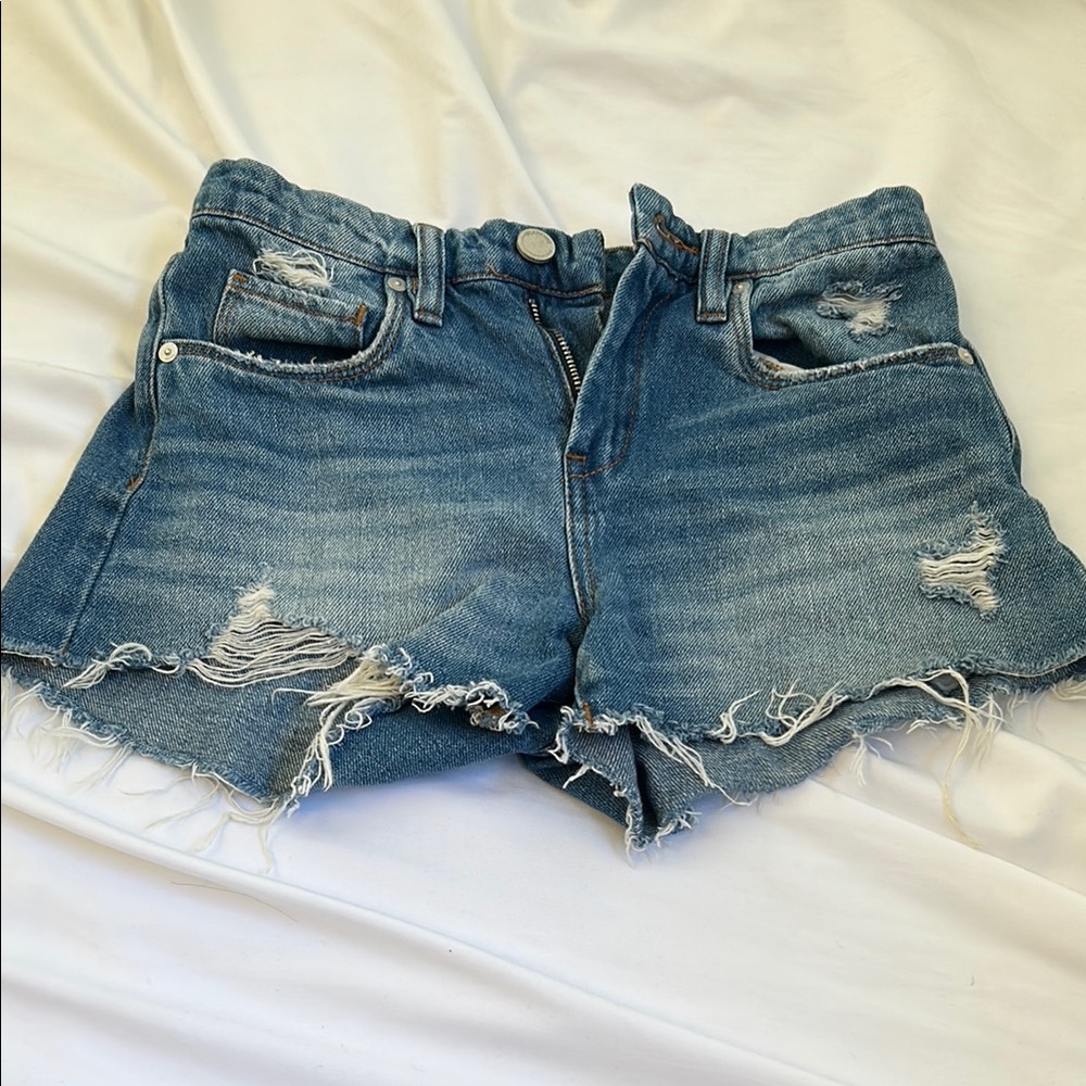 Blank NYC Blue Distressed Jean Shorts